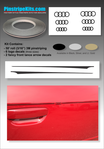 Audi A3, A4, A6, Q3, Q5, Q7pinstripe logo emblem decal kit emblem logo vinyl decal pinstripe graphic sticker stripe