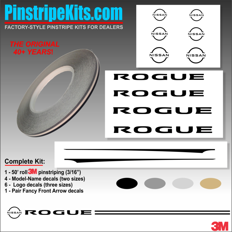 Nissan Rogue Name & Logo vinyl  emblem decal pinstripe kit