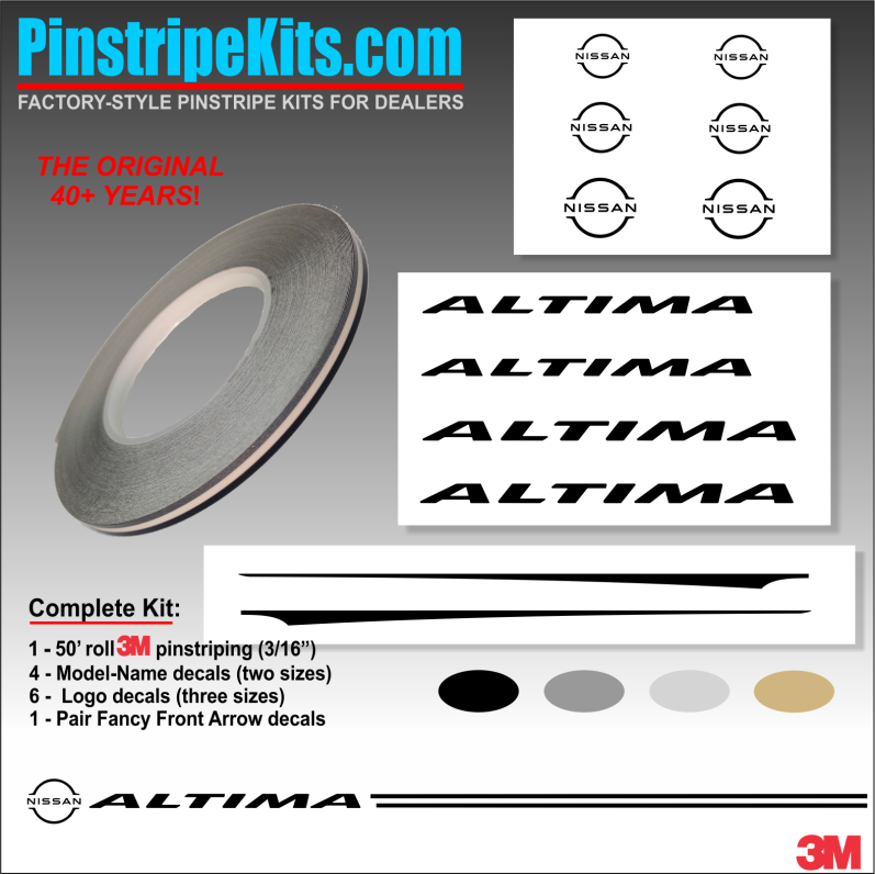 Nissan Altima Name & Logo vinyl  emblem decal pinstripe kit