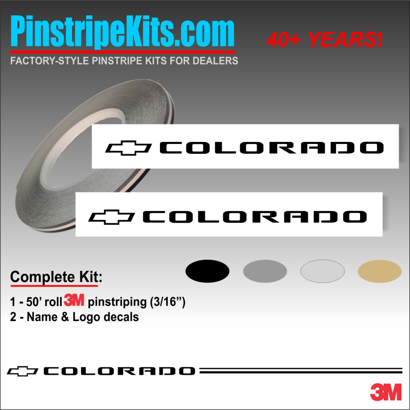 Chev Chevrolet Colorado Name & Logo vinyl emblem decal pinstripe kit Chev Chevrolet Colorado Name & Logo vinyl emblem decal pinstripe kit