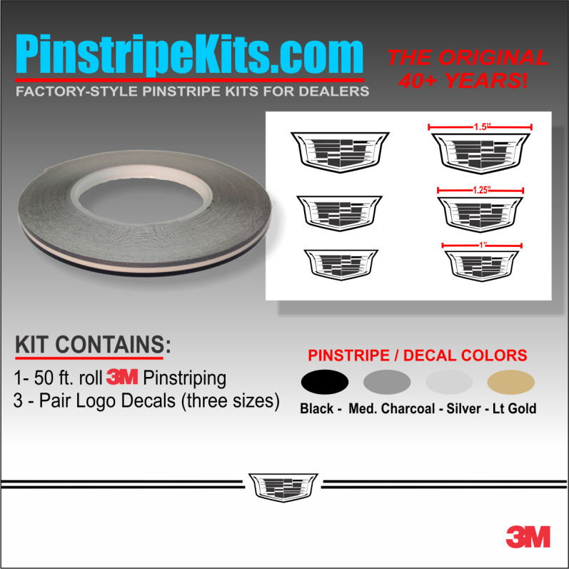 Cadillac vinyl logo emblem decal pinstripe stripe kit 48 Cadillac vinyl logo emblem decal pinstripe stripe kit 48
