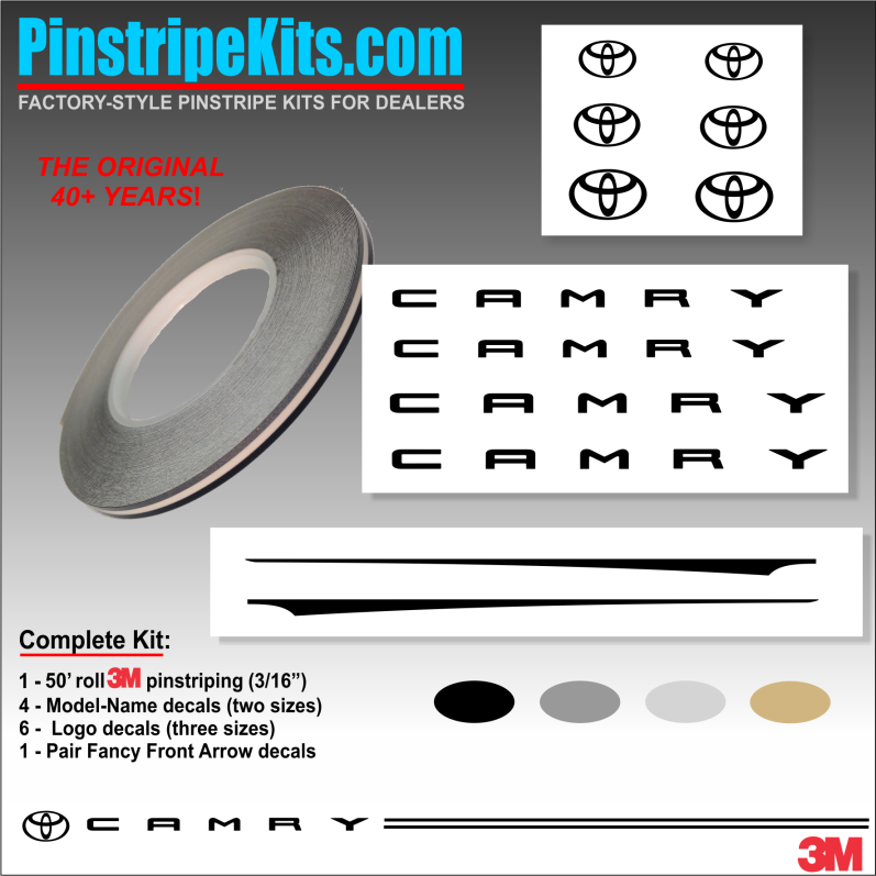 Toyota Camry Name & Logo emblem decal pinstripe kit Toyota Camry Name & Logo vinyl emblem decal pinstripe kit