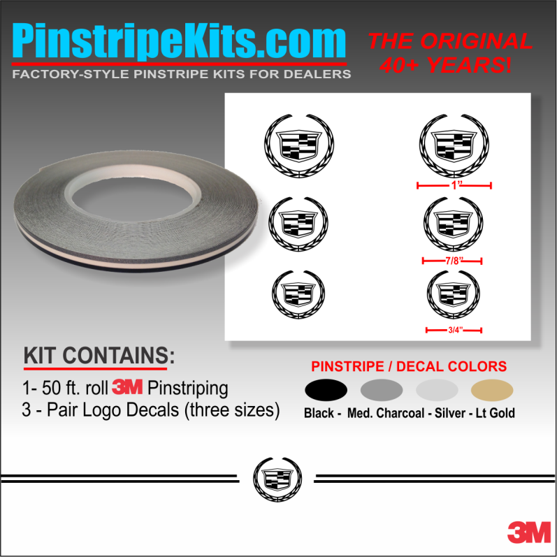 Cadillac vinyl logo emblem decal pinstripe stripe kit 48 Cadillac vinyl logo emblem decal pinstripe stripe kit 48