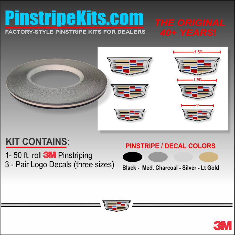 Cadillac vinyl logo emblem decal pinstripe stripe kit 48 Cadillac vinyl logo emblem decal pinstripe stripe kit 48