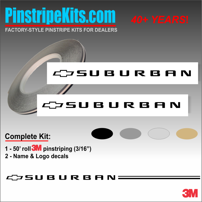 Chev Chevrolet Suburban Name & Logo vinyl emblem decal pinstripe kit Chev Chevrolet Suburban Name & Logo vinyl emblem decal pinstripe kit