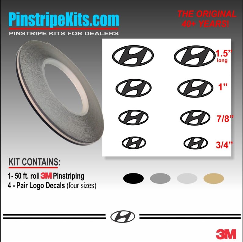 Hyundai vinyl logo emblem decal pinstripe kit