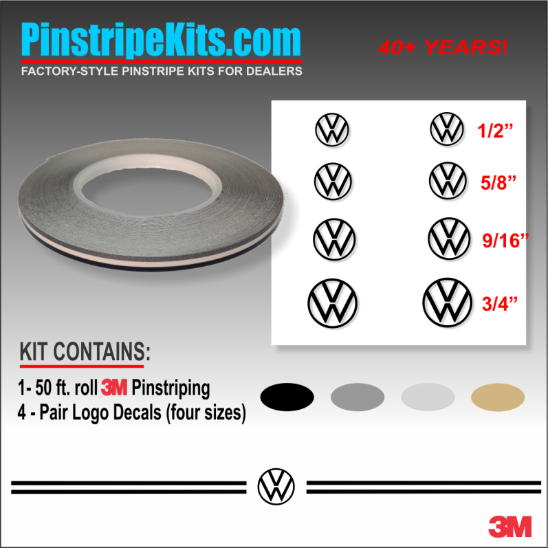 VW Volkswagen logo emblem decal viny pinstripe stripe kit VW Volkswagen logo emblem decal viny pinstripe stripe kit