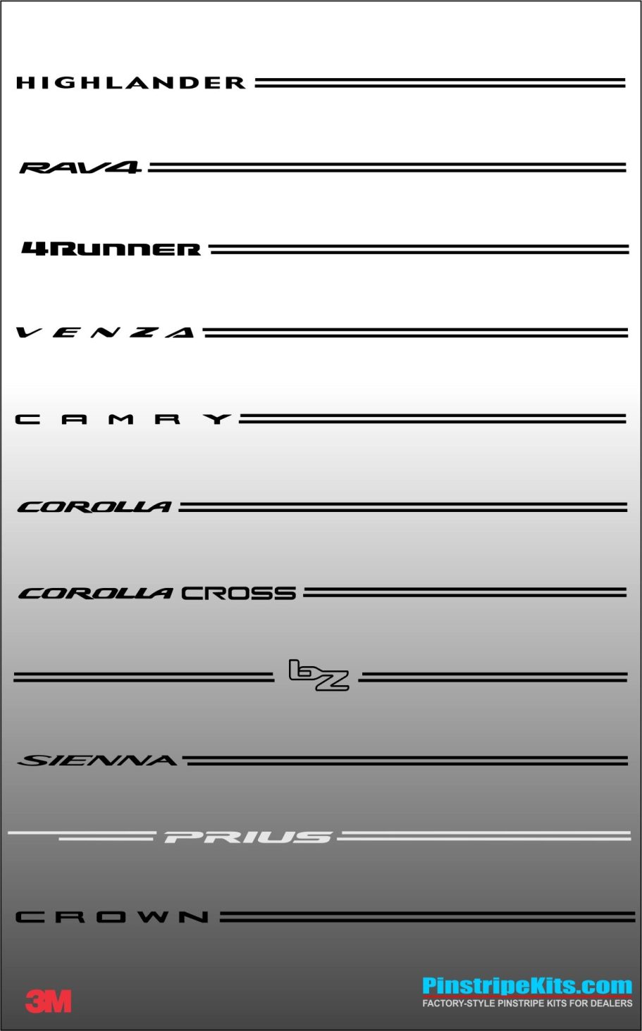 Toyota vinyl logo emblem decal pinstripe kit Toyota vinyl logo emblem decal pinstripe kit
