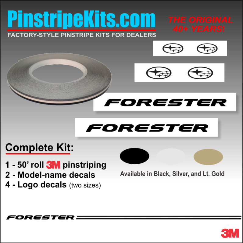 Subaru Forester Name & Logo Vinyl Emblem Decal Pinstripe Kit Subaru Forester Name & Logo Vinyl Emblem Decal Pinstripe Kit