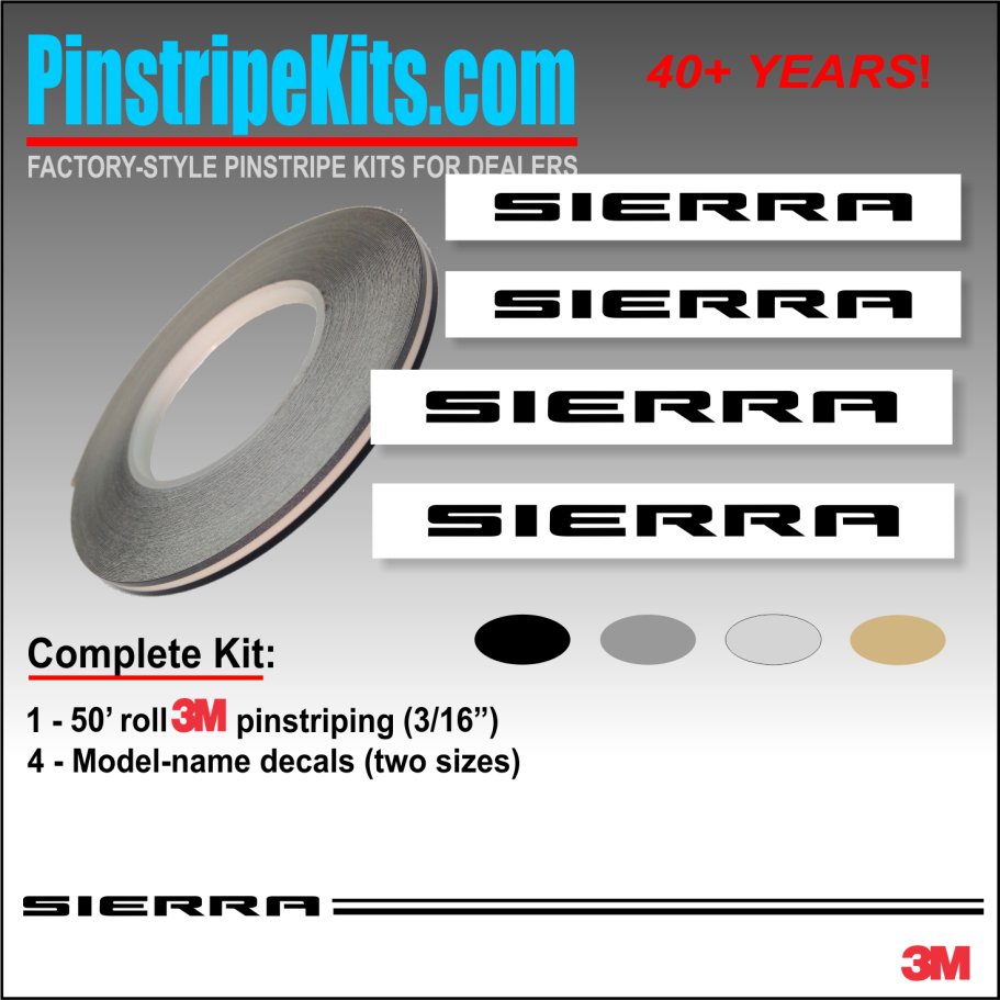 GMC Sierra Name vinyl  emblem decal pinstripe kit
