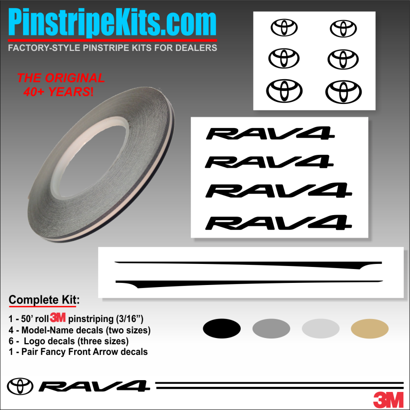 Toyota RAV4 Name & Logovinyl logo emblem decal pinstripe kit Toyota RAV4 Name & Logo vinyl logo emblem decal pinstripe kit