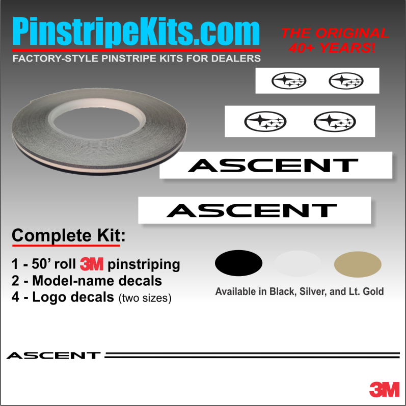 Subaru Ascent Name & Logo Vinyl Emblem Decal Pinstripe Kit Subaru Ascent Name & Logo Vinyl Emblem Decal Pinstripe Kit