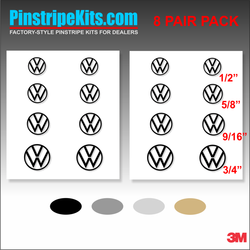 VW Volkswagen logo emblem decal viny pinstripe stripe kit VW Volkswagen logo emblem decal viny pinstripe stripe kit