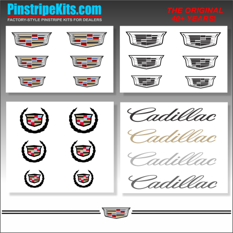 Cadillac vinyl logo emblem decal pinstripe stripe kit 32 Cadillac vinyl logo emblem decal pinstripe stripe kit 32