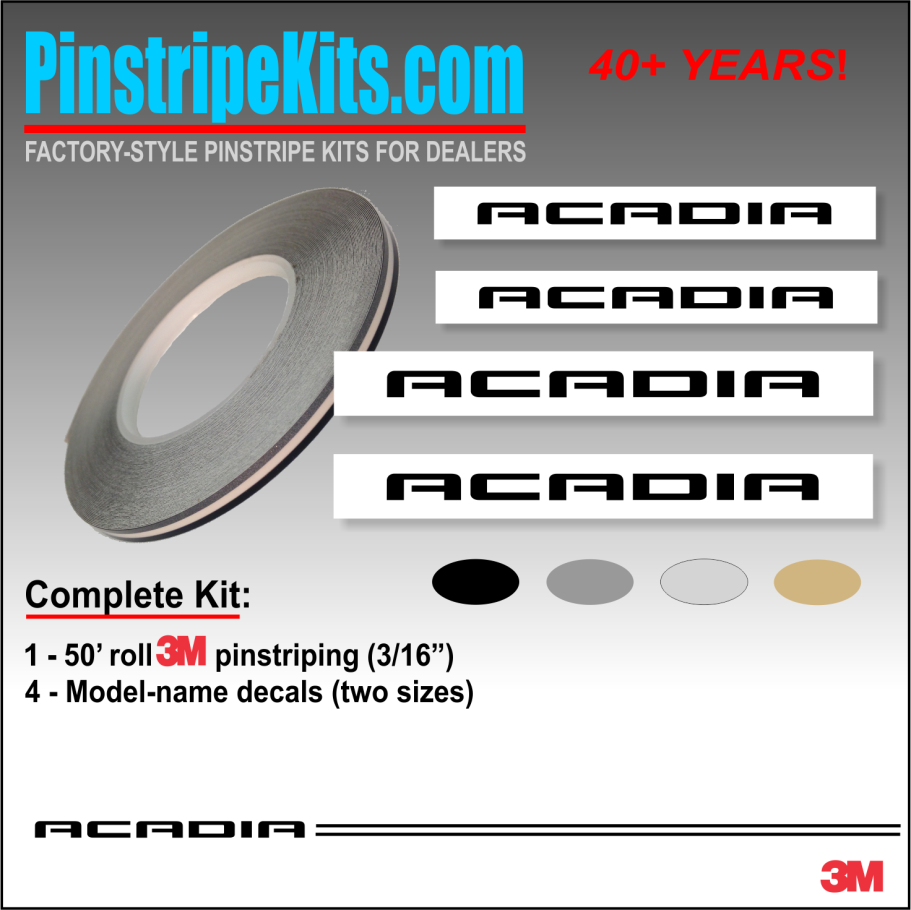 GMC Acadia Name vinyl  emblem decal pinstripe kit