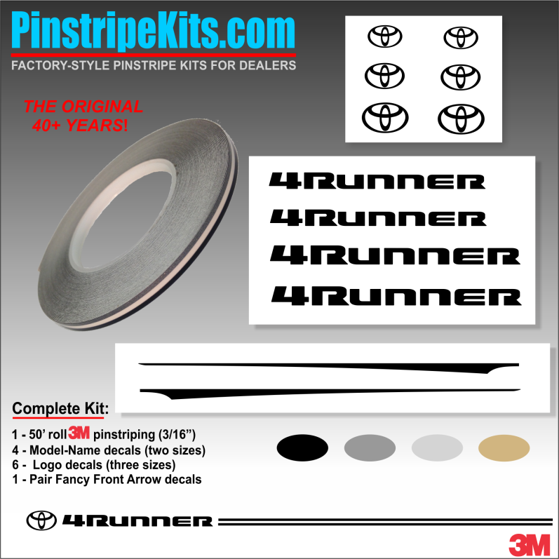 Toyota 4Runner Name & Logovinyl logo emblem decal pinstripe kit Toyota 4Runner Name & Logo vinyl logo emblem decal pinstripe kit