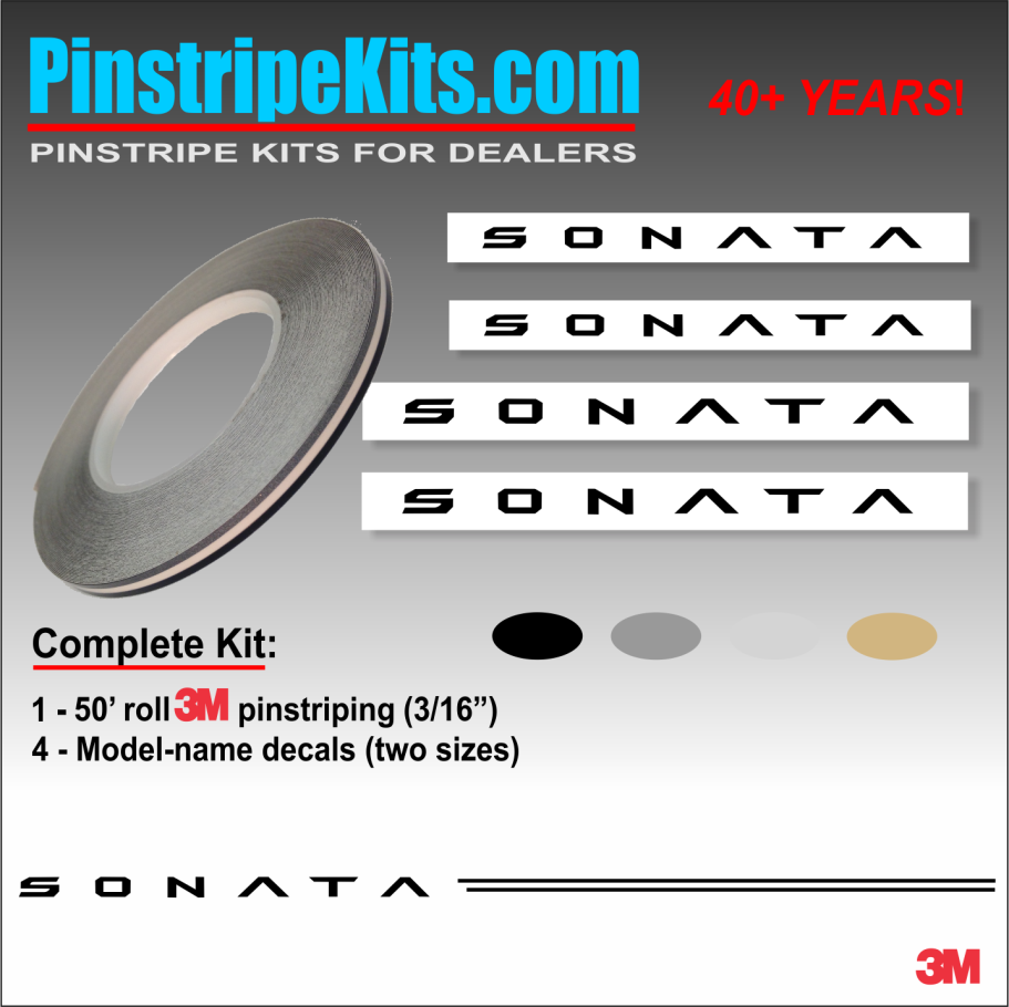 Hyundai Sonata Name & Logo vinyl emblem decal pinstripe kit Hyundai Sonata Name & Logo vinyl emblem decal pinstripe kit