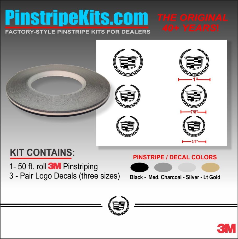 Cadillac vinyl logo emblem decal pinstripe kit Cadillac vinyl logo emblem decal pinstripe kit