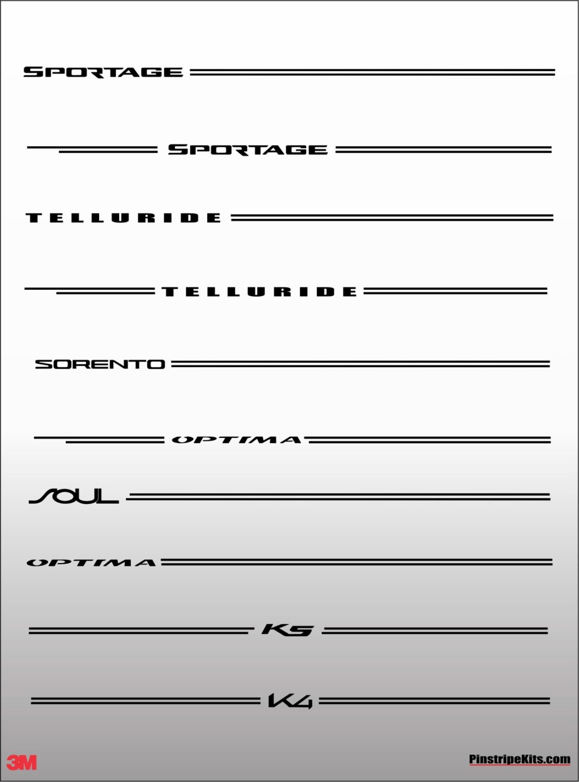 KIA Name & Logo vinyl emblem decal pinstripe kit KIA Name & Logo vinyl emblem decal pinstripe kit