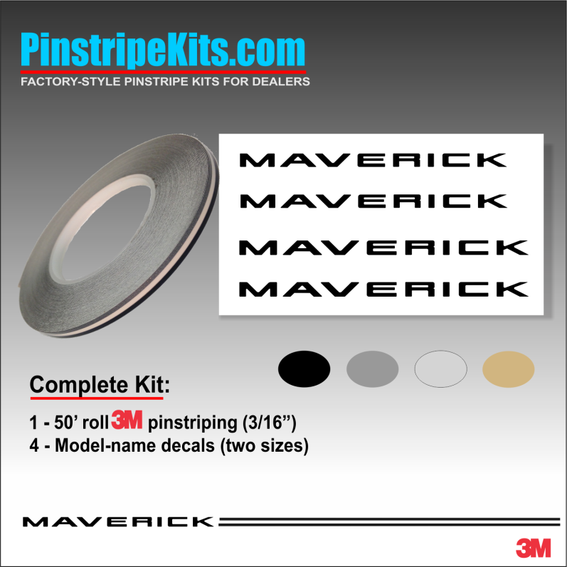 Ford Maverick Name & Logo vinyl emblem decal pinstripe kit Ford Maverick Name & Logo vinyl emblem decal pinstripe kit